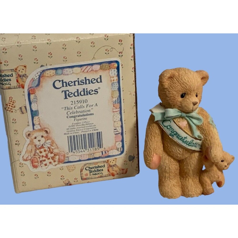 Cherished Teddies Congratulations "This Calls For A Celebration" Figurine 1997